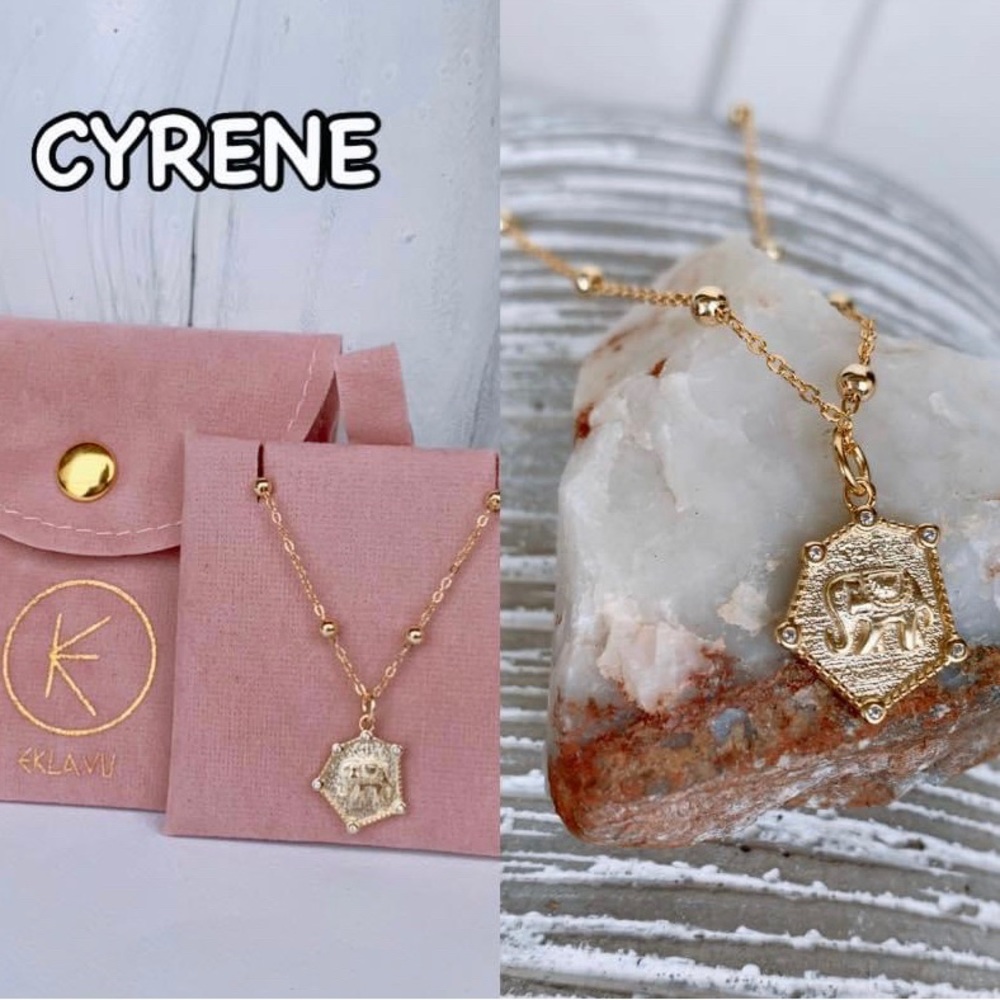 The Cyrene Necklace (18k Vermeil Gold over .925 Sterlinf Silver) with tag